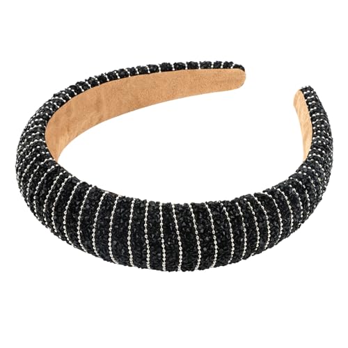 ACO-UINT Black Rhinestone Headband for Women, Crystal Hairband Diamond Headband Glitter Fashion Headband, Sparkly Jeweled Headband Rhinestone Hair Accessories for Women Girls