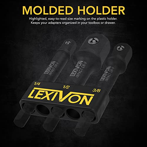 LEXIVON Impact Socket Set, 6 Total Lug Nut Size | Innovative Flip Socket Design Cover Most Commonly Inch & Metric Used Sizes | Cr-Mo Steel = Fully Impact Grade (LX-111)