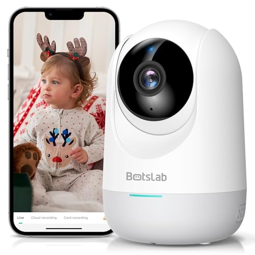 BOTSLAB Indoor 5M Pan Tilt Zoom Smart Security Camera, AI Human and Motion Detection PTZ Indoor Camera for Home, 2-Way Audio and Night Vision for Baby, Pet, Elder, Compatible with Alexa