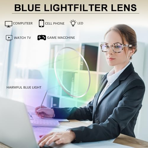 ZONLON 4 Pack Progressive Multifocus Reading Glasses for Women Oprah Style Blue Light Blocking Computer Readers (4 Mix C1, 4.0)