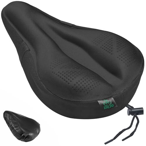 Zacro Bike Seat Cushion, Gel Padded Bike Seat Cover for Men Women, Padding Bicycle Seat Cover Extra Soft Fit for Peloton, Spin Stationary Exercise, Mountain Road Cycling Bike