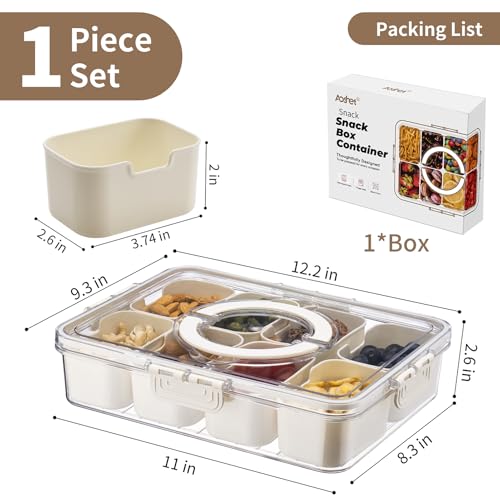 Snack Box Container, Dishwasher Safe Fruit Storage Containers, Divided Serving Tray with Lid for Veggie, Candy and Nuts Organizer, Snackle Charcuterie Boxes for Kids, Adults Travel, Party and Picnic