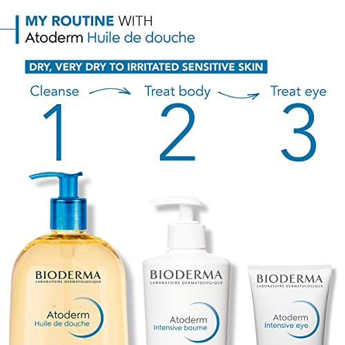 Bioderma - Atoderm - Shower Oil - Moisturizing and Nourishing Body and Face Wash - for Family with Very Dry Sensitive Skin 3.33 Fl Oz