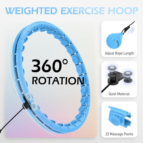 JLoibao Weighted Hula Circle with 26 Links(56 Inch) for Adults Weight Loss, Infinity Fitness Hoop Plus Size, for Women Smart Exercise Equipment