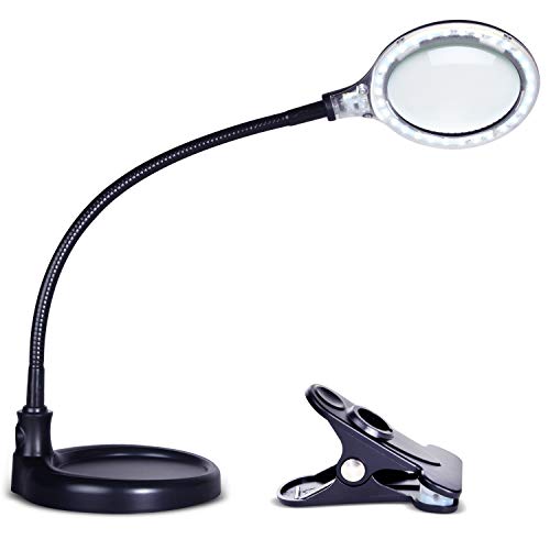 Brightech LightView Pro Flex 2 in 1 Magnifying Desk Lamp, 1.75x Light Magnifier, Adjustable Magnifying Glass with Light for Crafts, Reading, Close Work