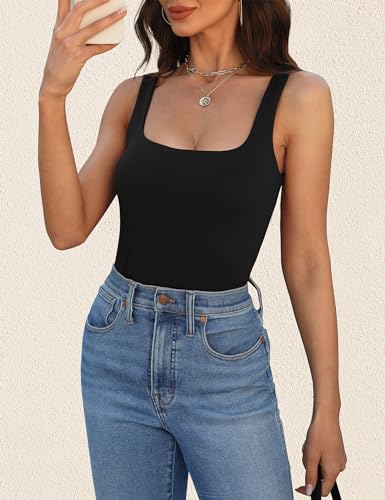 KEEPBEAUTY Womens Tank Tops Dressy Summer Sleeveless Shirts Sexy Square Neck Double Lined Fitted Tops T Shirts Blouses Purple S