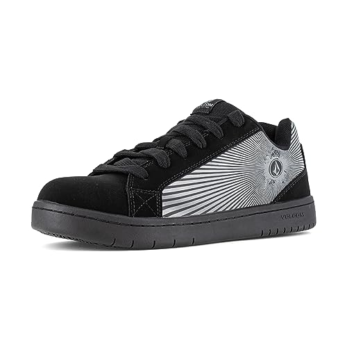 Volcom Stone Op Art EH Comp Toe Shoes for Men – Nubuck Upper – Soft Insole – Memory Foam Cushioning Black/White 9.5 M