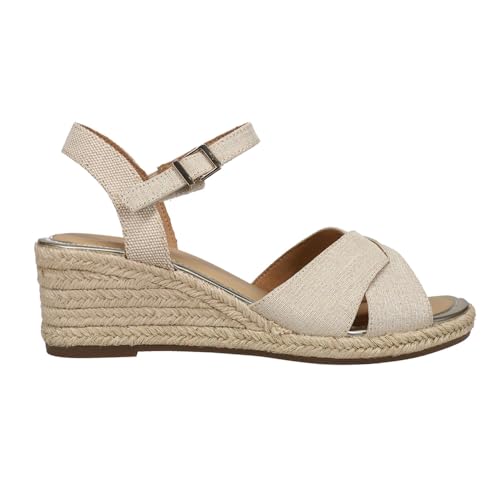 Easy Spirit Women's Shandra2 Espadrille Wedge Sandal, Gold, 9