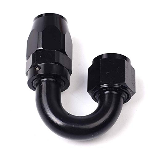 BLACKHORSE-RACING 10Ft 6 an AN6 Nylon and Stainless Steel Braidied Oil Gas Fuel Hose Fuel Line + 6pcs 6an Hose Fitting Kit Black