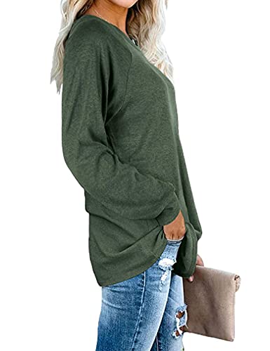 Womens Tunic Tops to Wear with Leggings Fall Crew Neck Basic Long Sleeve Shirts