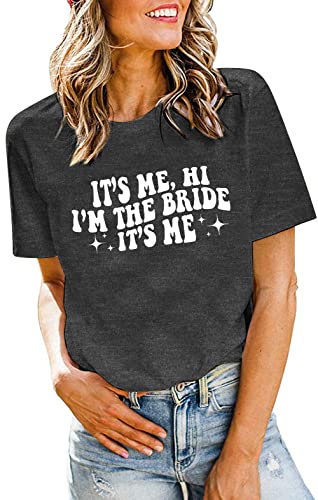 Bride Shirt Women It's ME Hi I'm The Bride It's Me T-Shirt Bachelorette Party Bride Tees Vacation Short Sleeve Top Light Pink