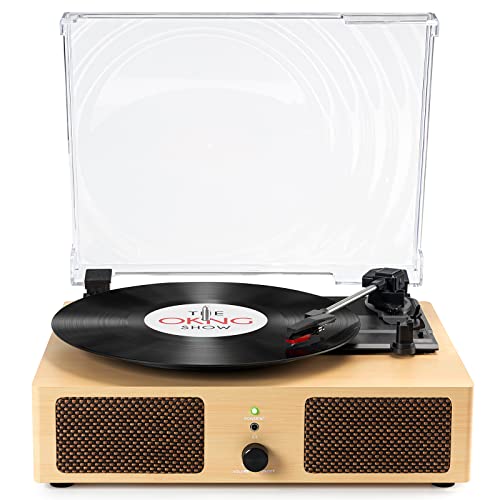 Vinyl Record Player Wireless Turntable with Built-in Speakers and USB Belt-Driven Vintage Phonograph Record Player 3 Speed for Entertainment and Home Decoration Black