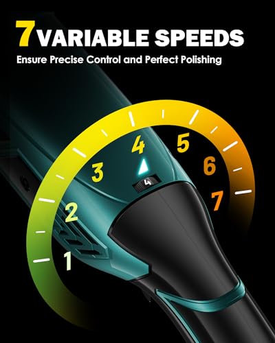 GEVEELIFE Buffer Polisher, 6 Inch/7 Inch 1600W Rotary Car Buffer Polisher Waxer, 7 Variable Speed 1000-3500 RPM, Detachable Handle for Car, Boat Sanding, Polishing, Waxing