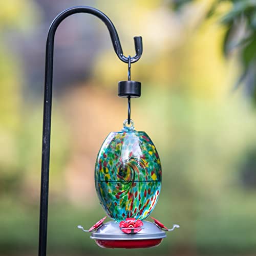 Muse Garden Hummingbird Feeders for Outdoors Hanging, Blown Glass Hummingbird Feeder, Hummingbird Gifts for Mom, Garden Backyard Decor, Unique Gifts Idea for Women Mothers Day, 27OZ