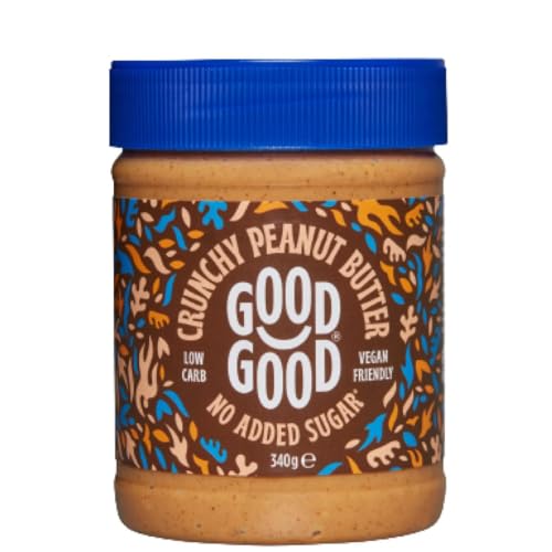 GOOD GOOD Crunchy Peanut Butter Keto Friendly - Low Carb & No Added Sugars - Vegan - No Palm Oil or Preservatives - Non-GMO - 12 oz / 340g (Pack of 1)