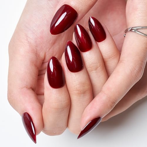 GLAMERMAID Purple Chrome Press on Nails Extra Short Square, Handmade Glazed Metal Powder Gel Fake Nails Round Oval, Donut Gloss Squoval Glue on Nails, Gloden Reusable Stick on False Nail Kit for Women