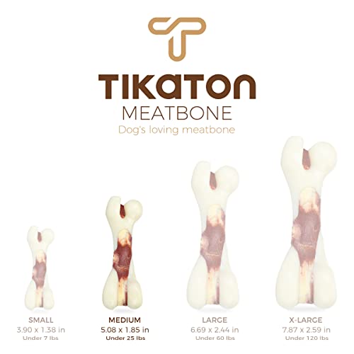 Tikaton Dog Chew Toys for Aggressive Chewers, Bacon Flavor Durable Dog Teething Chew Toys Bones for Large/Medium/Small Puppies