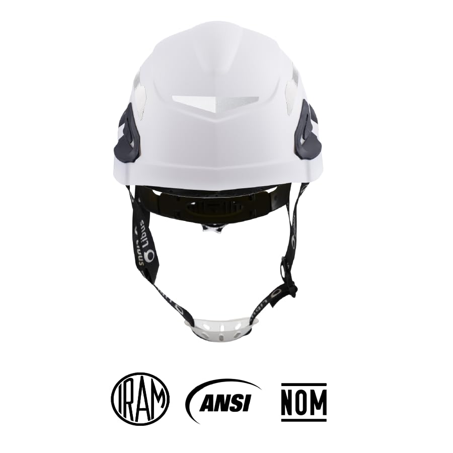 Libus Andes Construction Helmet: Premium Head Protection for Height Work with Adjustable 6-Point Ratchet Suspension, Chin Guard, and Multiple Safety Certifications