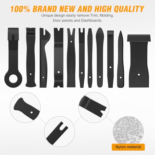 GOOACC 5PCS Auto Trim Removal Tool Kit No-ScratchTool Kit for Car Audio Dash Window Molding Fastener Remover Tool Kit-Black