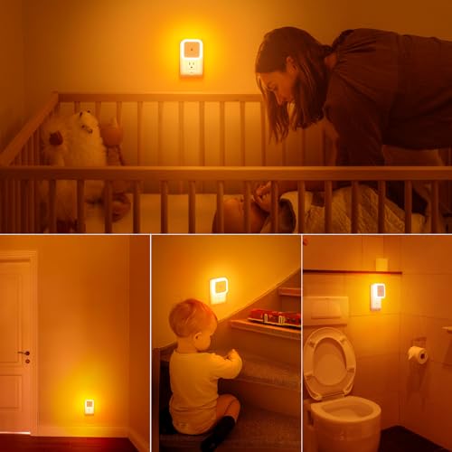Sujeet Night Light, Night Lights Plug into Wall 4-Pack, Nightlight Plug in Night Light, Dusk to Dawn Night Lamp Led Night Light for Bedroom, Bathroom, Hallway Warm White