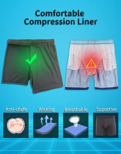 LUCOWEE Mens Swimming Trunks with Compression Liner Breathable Tech Lined Swim Shorts Zipper Pocket Shirt Loop Quick Dry UPF 50+ Stretchy 7 inch Inseam Bathing Suit Swimsuits Coconut Island Medium