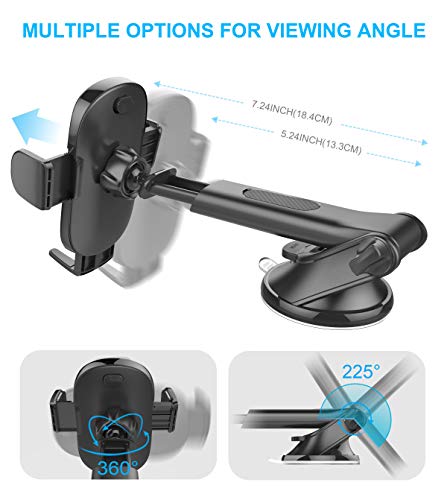 APPS2Car Car Phone Holder Mount, Dashboard/Windshield/Cell Phone Holder for Car, Compatible with iPhone, Samsung, All Cellphone,Black