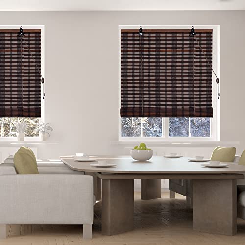 Bamboo Roman Window Blinds Sun Shades, Light Filtering Roller Shades,Any Size 24-72 Wide and 72 High (Dark Brown, 24 * 72)