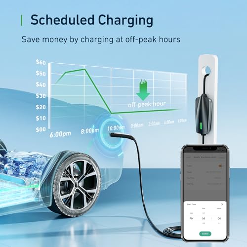 Tesla Charger Level 1 EV Charger for Tesla 110V 15 Amp WiFi/APP Enabled Mobile Connector with NEMA 5-15 Plug 19ft Cord Compatible with All Tesla Models 3/Y/X/S