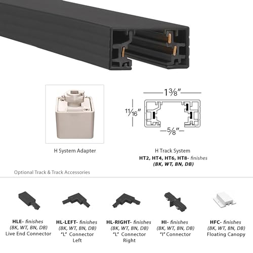 WAC Lighting HI-DEC-BK H Track Dead End I Connector, Black
