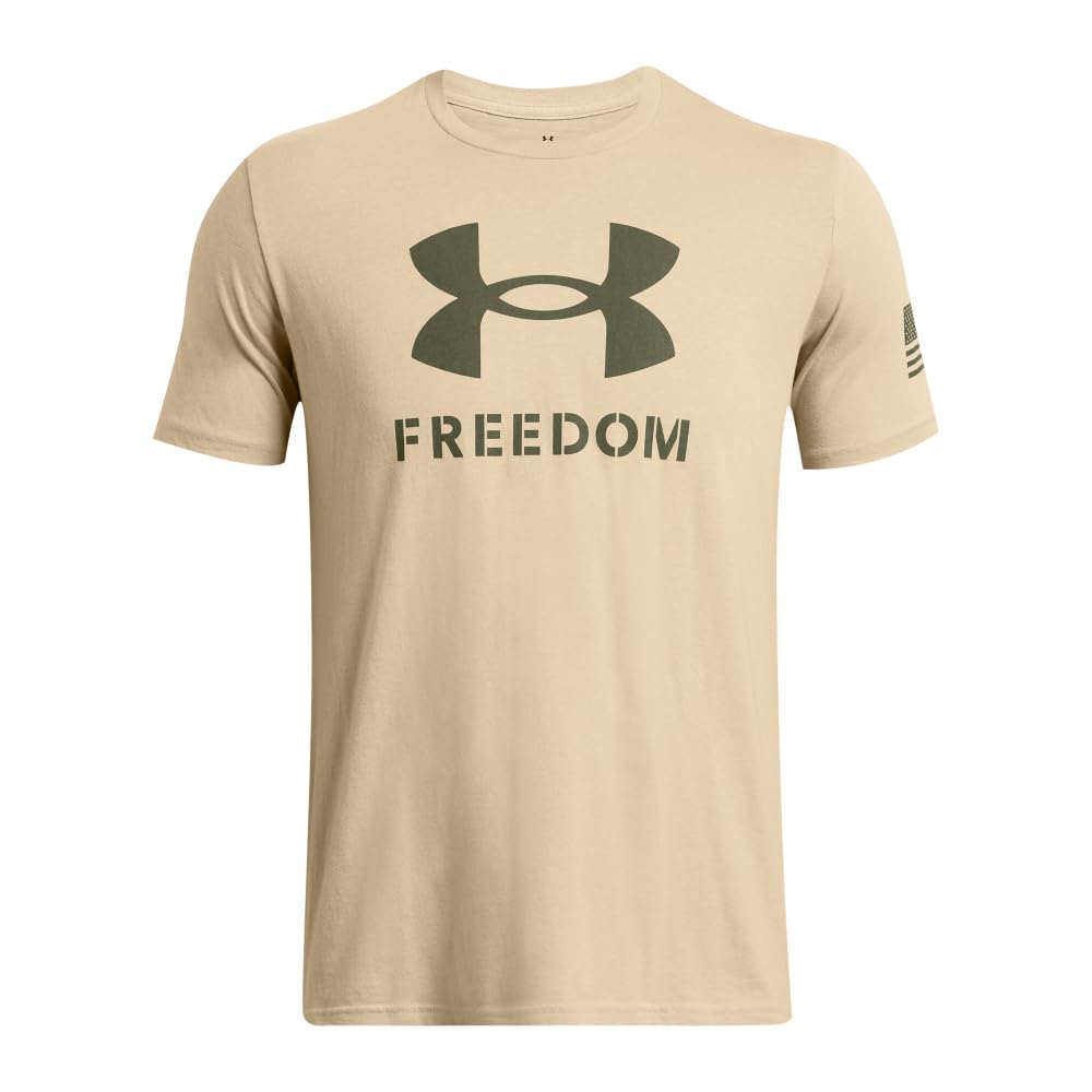 Under Armour Men's Freedom Graphic Short Sleeve T-Shirt, (290) Desert Sand/Marine OD Green/Logo, X-Large