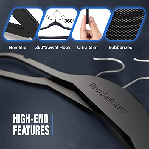 BROOKSTONE, 10 Pack [Non-Slip] 3D Rubberized Hangers, Ultra Slim Lightweight Design, Heavy-Duty, Won’t Stain Fabric, Swivel 360° Hook