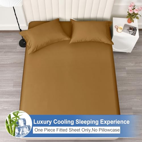 PHF 100% Rayon Derived from Bamboo Cooling Fitted Sheet King Size for Hot Sleeper, 16" Deep Pocket, 2.5cm Wider Strong Elastic Easy Fit, Breathable Silky Smooth Soft,78"x 80",White, No Pillowcases