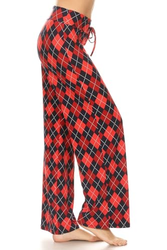 Leggings Depot Women's Print Design Comfy Long Pajama Pants-R555, Purple Galaxy, Large