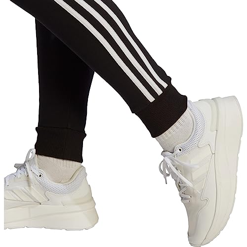 adidas womens Essentials 3-stripes French Terry Cuffed Track Pants, Black/White, XX-Small US