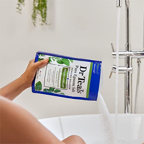 Dr Teal's Epsom Salt Soaking Solution, Relax & Relief, Eucalyptus and Spearmint, 3lbs, 48 Oz