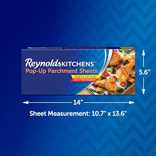 Reynolds Kitchens Pop-Up Parchment Paper Sheets, 10.7x13.6 Inch, 30 Sheets