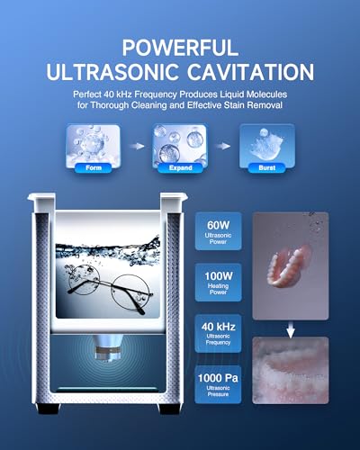 CREWORKS Professional Jewelry Cleaning Machine, 2L Jewelry Cleaner Ultrasonic Machine with Heater & Timer, Digital Ultrasonic Cleaner for Cleaning Denture Dental Oral Irrigator Parts Retainer Glasses