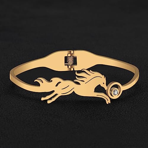 YAYAKO Stainless Steel Unicorn Bracelets 18K Gold Bangle Horse Gifts for Women Charms Running Horse Bracelets (Gold Horse Bracelet)