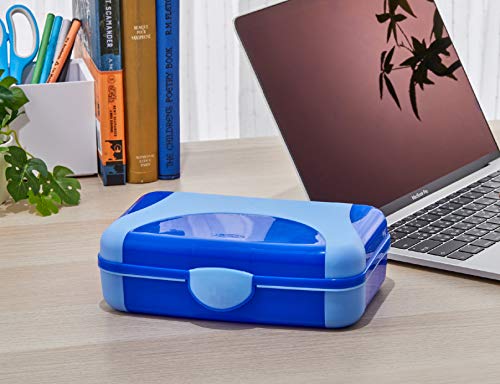 It's Academic Hard Pencil Case, Durable Plastic Pencil Box, Kid-Friendly Colors in Blue & Turquoise, 2-Pack