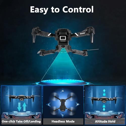 FLYVISTA Mini Drone with Camera for Adults Kids, 1080P WiFi FPV Camera Drone with 3 Batteries, One-Click Take Off/Landing, Altitude Hold, Headless Mode, 360° Flips, 3-Gear Speeds, Emergency Stop, Carrying Case, Toys Gifts for Kids and Adults Beginner