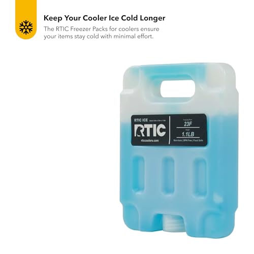 RTIC Refreezable Reusable Cooler Ice Packs Cold Ice Chest Pack Long-Lasting with Break-Resistant Design, for Food and Drink, Perfect for Travel and Storage, Small (2 Pack)