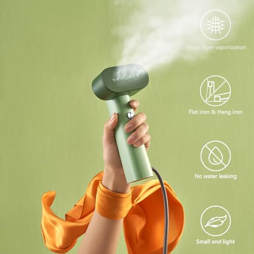 Nexdoo G6 Steamer for Clothes Portable 2-in-1 Travel Steamer Iron for Clothes, Just 0.7lbs Lightly, 10 Minutes of Continuous Steam, 900W Light Steamer for travel and home (green)