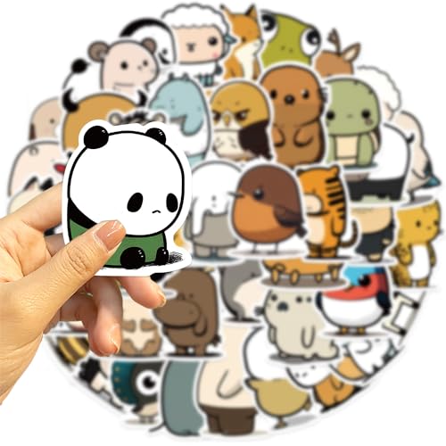 Avky Water Bottle Stickers, 50 Pcs Cute Animal Stickers for Kids Teens Adults, Vinyl Waterproof Stickers for Skateboards and Notebooks, Laptop Stickers, Guitars