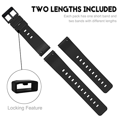 Ritche Christmas Gift Christmas Stocking Stuffers 18mm Silicone Watch Band Black Quick Release Rubber Watch Bands for Men Women, White Elephant Gifts, Stocking Stuffers for Men