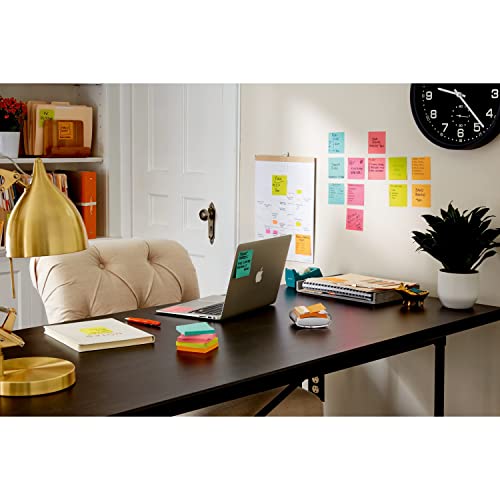 Post-it Super Sticky Notes, 76.2 mm x 76.2 mm, 24 Pads, 2x the Sticking Power, Supernova Neons, Bright Colors, Recyclable