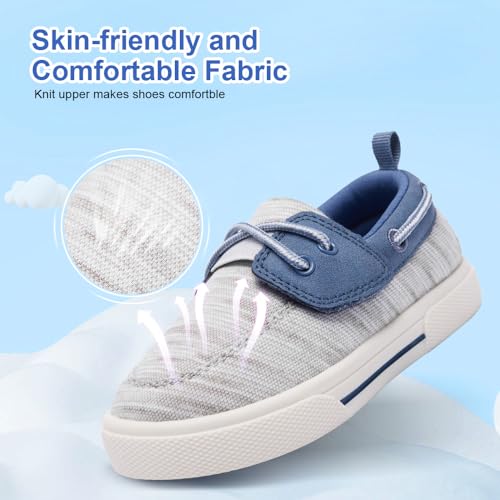 nerteo Toddler Loafers Boys Girls Comfortable & Lightweight Canvas Walking School Shoes Light Blue/Grey 5 US Toddler