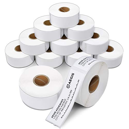Aegis Adhesives - Compatible Direct Thermal Labels Replacement for DYMO 30252 (1-1/8" X 3-1/2") Address & Barcode - Use with Labelwriter 450, 450 Turbo, 4XL Printers (12 Rolls)