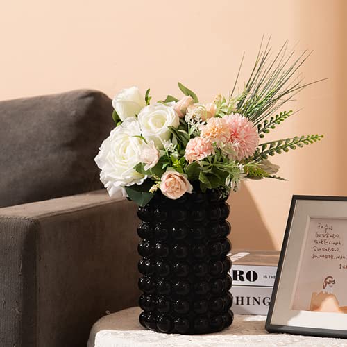 Anding Black Ceramic Vase for Home Decor - Pampas Grass or Boho Style - Modern Decorative Vase - Clay Flowerpot (A9901L Black Big)