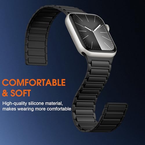 Witzon Magnetic Band Compatible with Apple Watch 40mm 41mm 38mm 42mm 46mm 45mm 44mm Bands for Women Men, Sport Silicone Strap Strong Magnet Link Wristband for iWatch Series 10 9 8 7 6 5 4 3 SE Ultra 2
