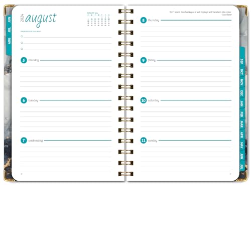 HARDCOVER Academic Year 2024-2025 Planner: (June 2024 Through July 2025) 5.5"x8" Daily Weekly Monthly Planner Yearly Agenda. Bookmark, Pocket Folder and Sticky Note Set (Black Gold Marble)